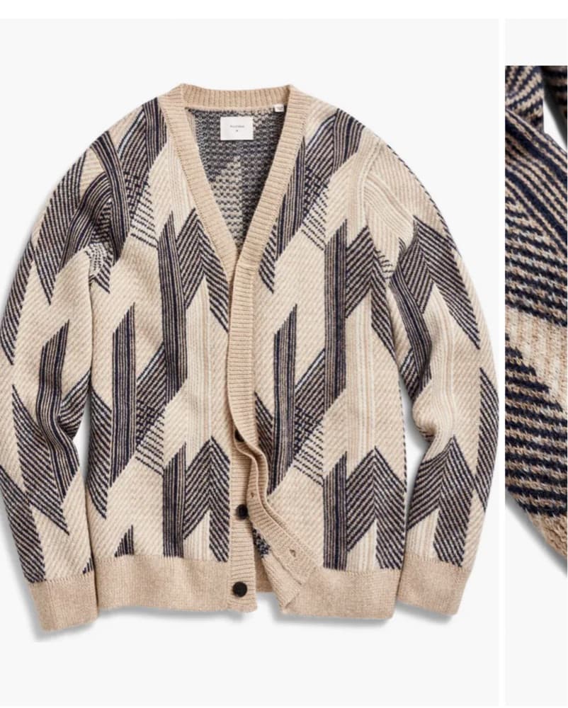 Abstract Jacquard Alpaca Knit Cardigan - Image 1