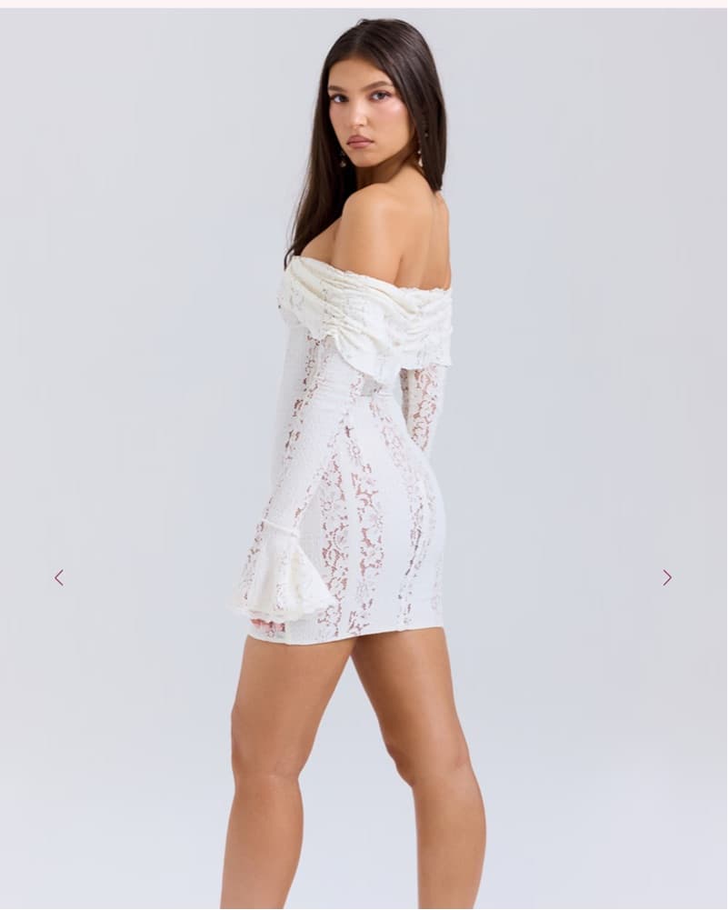 Lace Off Shoulder Mini Dress  - Image 3