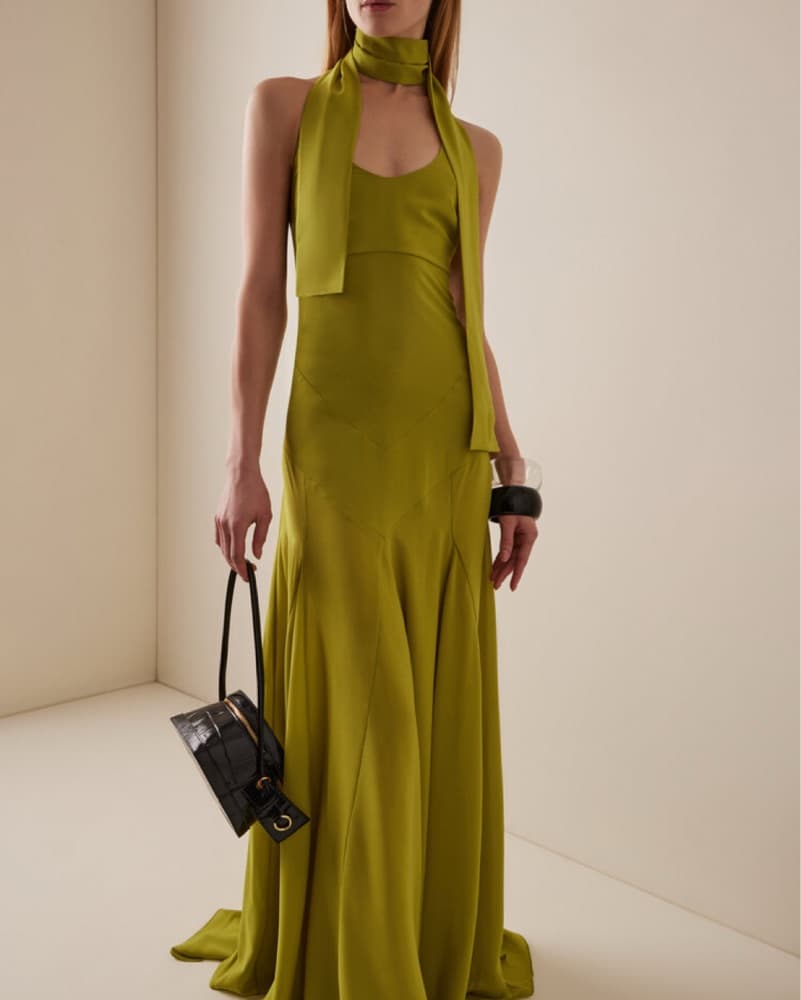 SIEDRÉS Raye Scarf-Detailed Halter Dress - Image 1