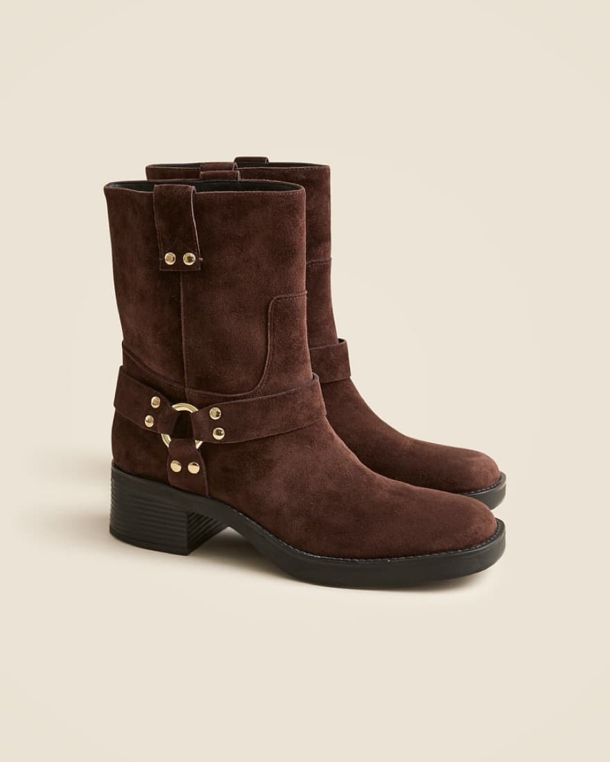 Brown Suede Moto Boots - Image 1