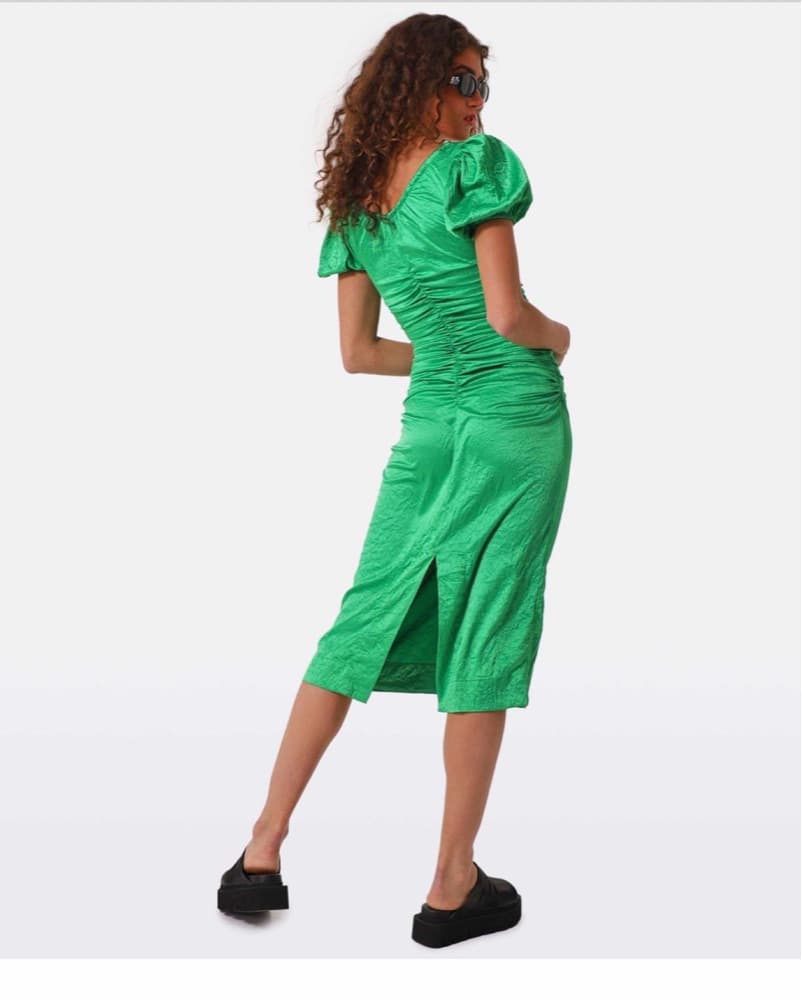 Ganni Green Crinkle Dress - Image 2