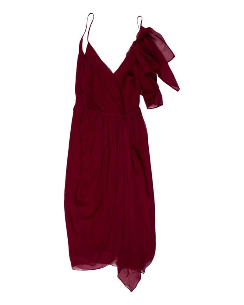 Silk Burgundy Red Holiday Party Dress - Image 2