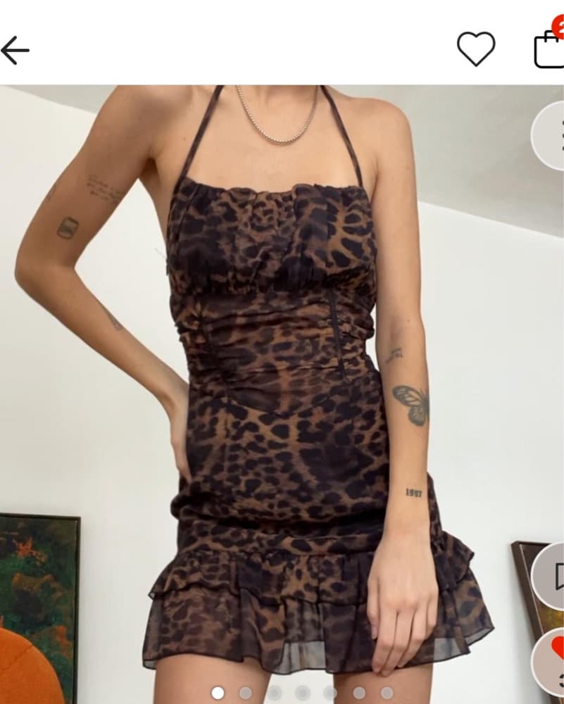 Sleek Leopard Print Halter Dress - Image 2