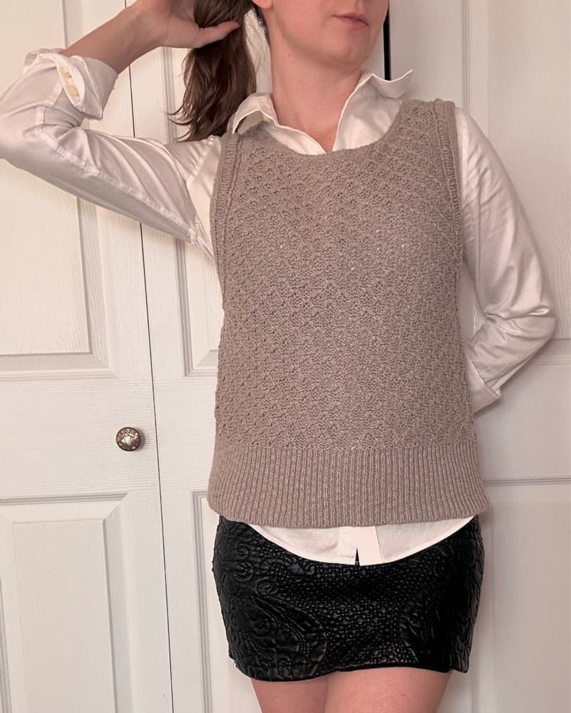 Grey Cotton-Linen Sweater Vest  - Image 1