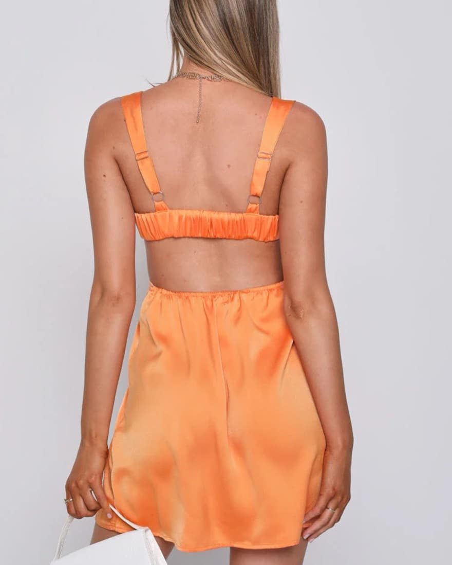 Orange Cut Out Mini Dress - Image 3