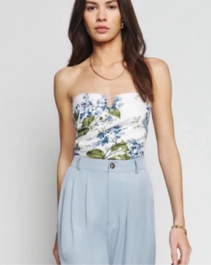 Reformation Madelyn Linen Strapless Top - Image 3