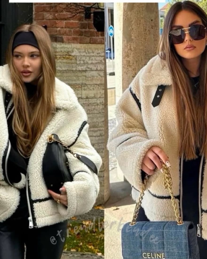 Zara Faux Fur Biker Teddy Jacket - Image 4