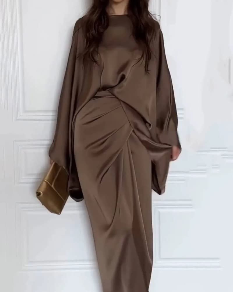 Satin shirt and Lace up Skirt Skirt  - Image 2
