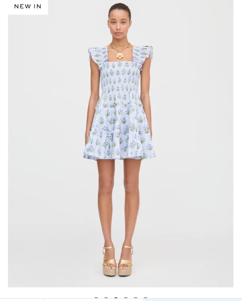 Charlotte Nap Dress In Blue Block Print - Image 3