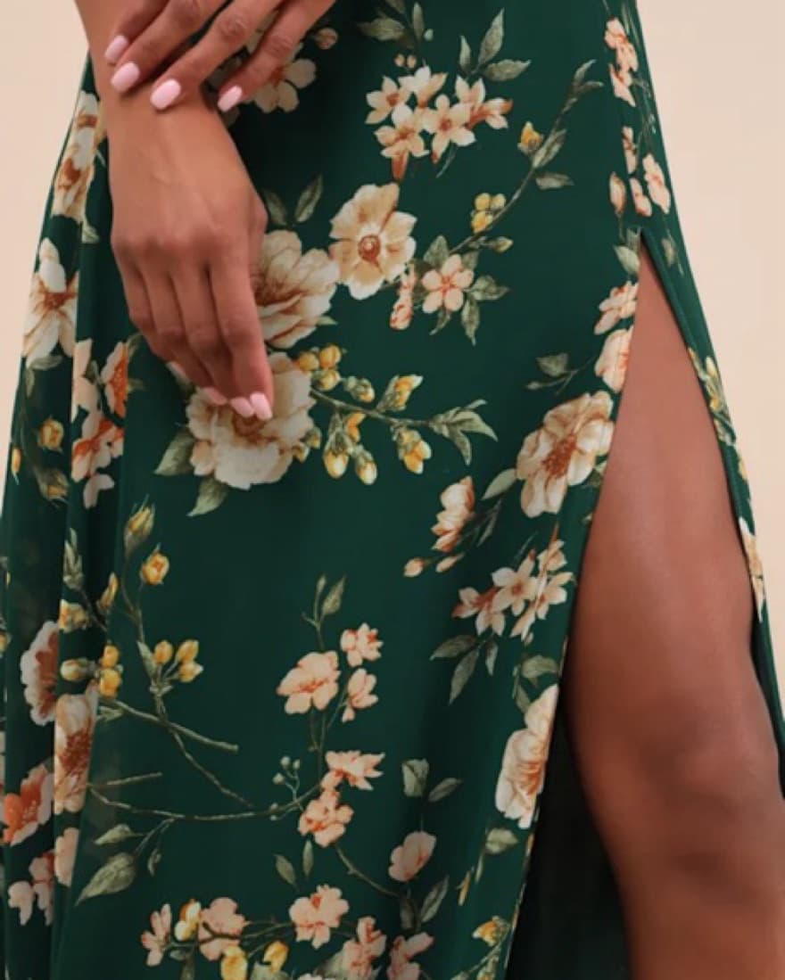 Floral Maxi Dress with Thigh-High Slit - Image 3