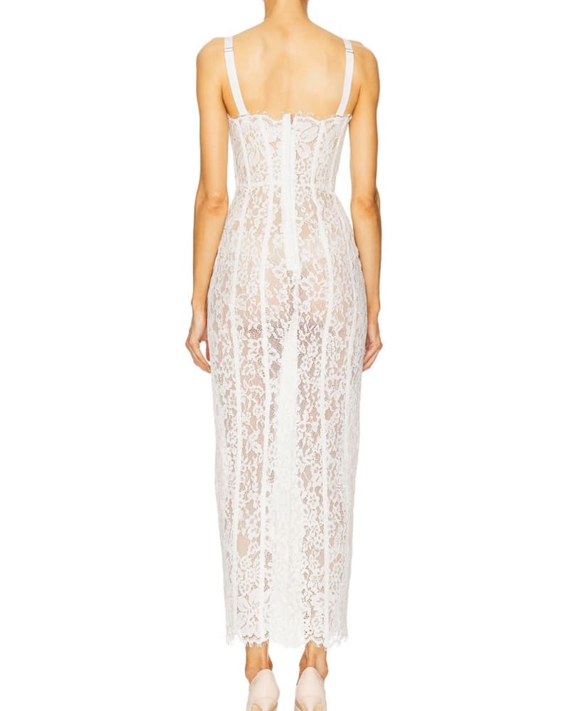 Helsa White Lace Column Maxi Dress XS  - Image 3