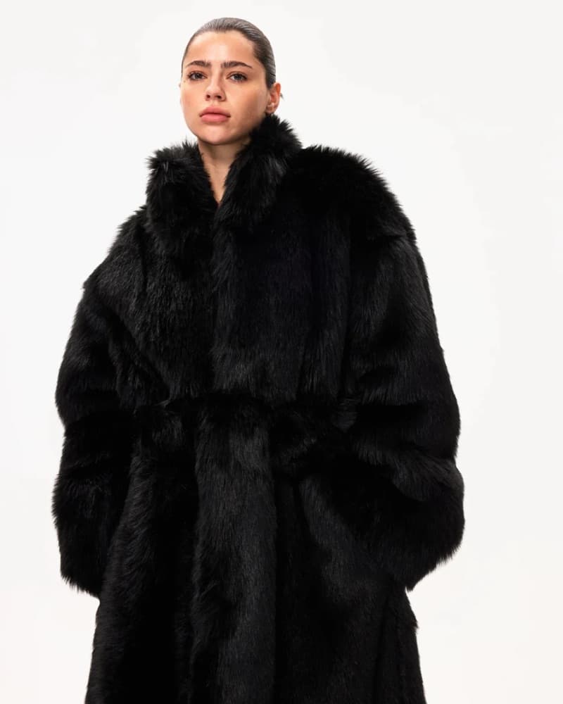 KHY Black Faux Fur Coat - Image 2