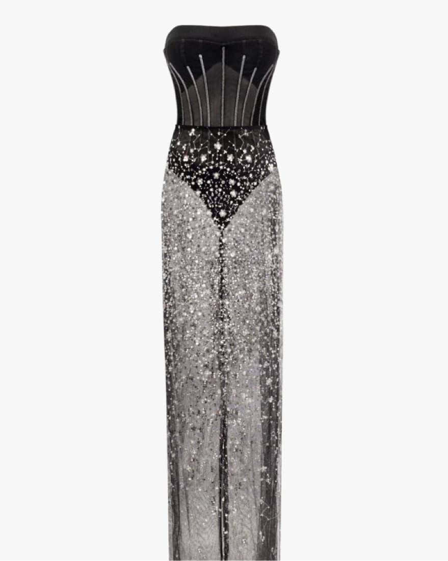 Milla Crystal-covered black maxi dres - Image 2