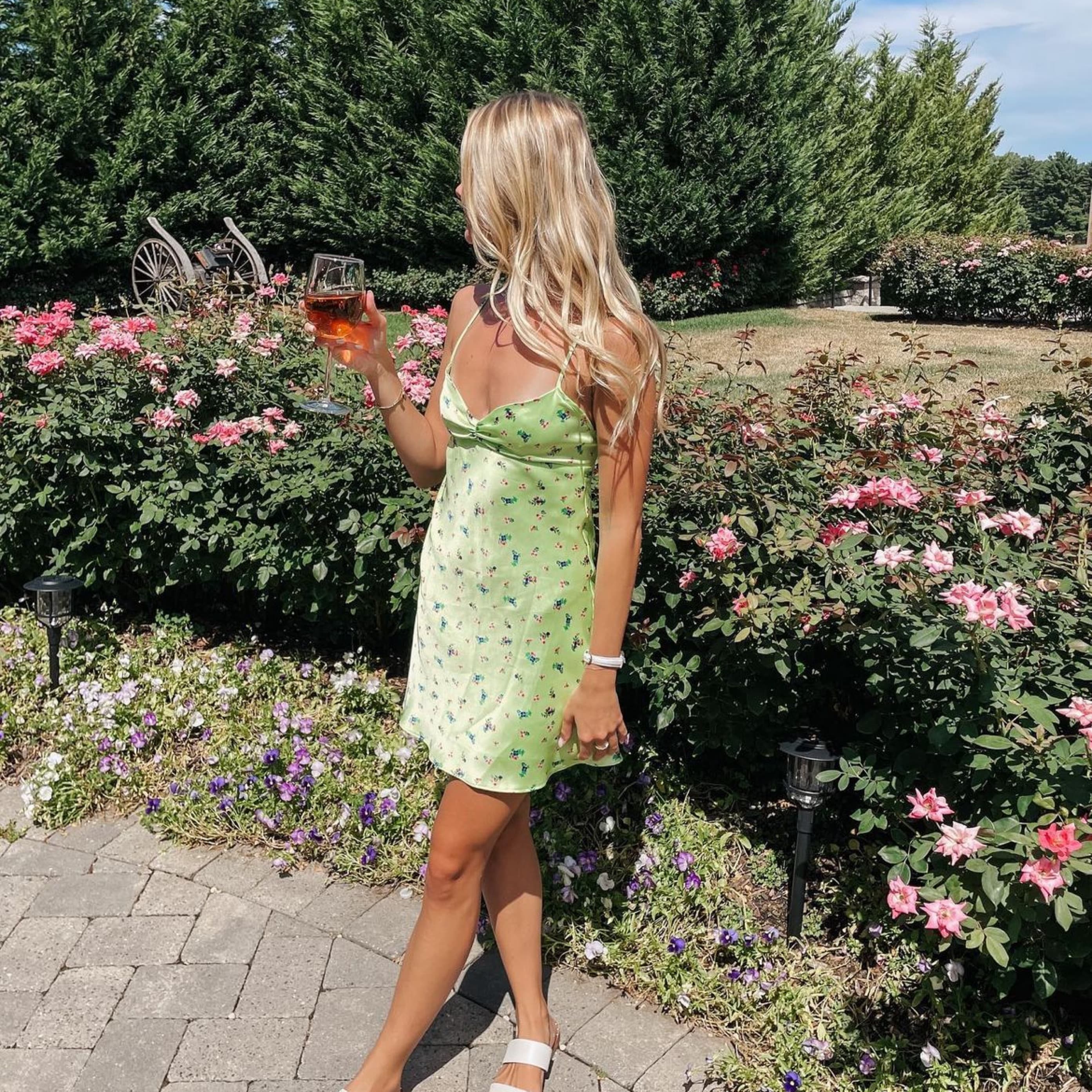 Zara Mini Green Satin Dress - Image 1