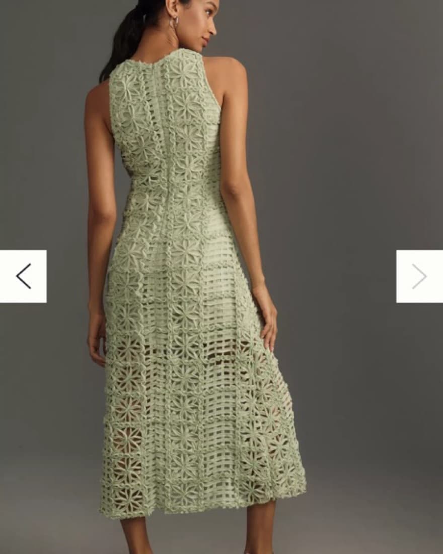 Elegant Crochet Green Midi Dress - Image 4