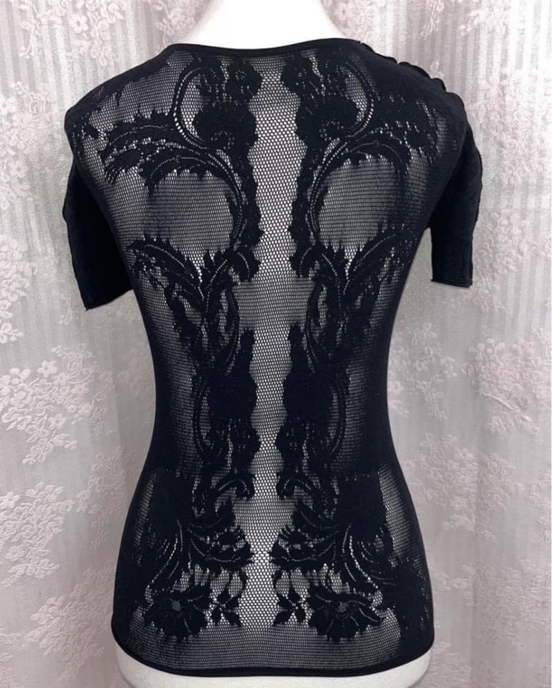 Issey Miyake Fishnet Sheer Black Top - Image 3
