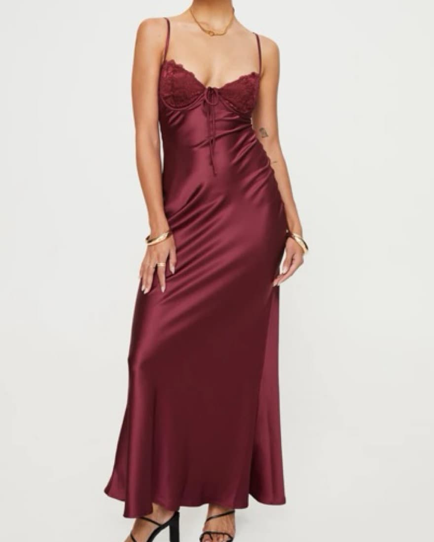 Burgandy Princess Polly Maxi Dress  - Image 1