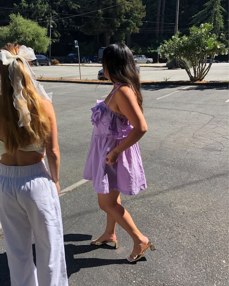 Puple Mini Dress With Tie Straps - Image 4