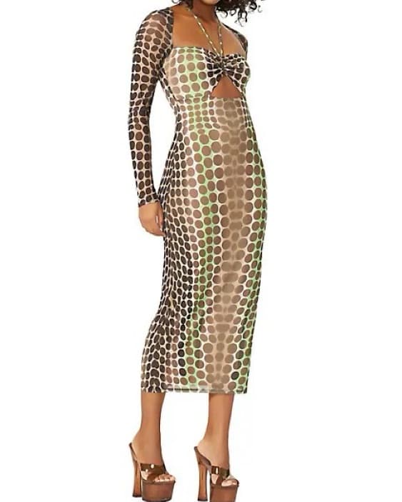 Zoya Cutout Halterneck Mesh Midi Dress  - Image 2