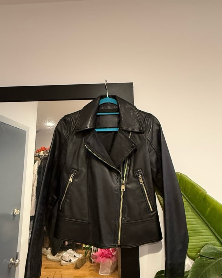 Edgy Faux Leather Moto Jacket - Image 2