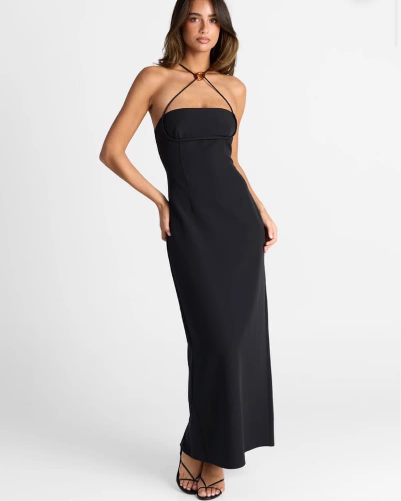 Sasha Therese Black Halter Maxi Dress - Image 1