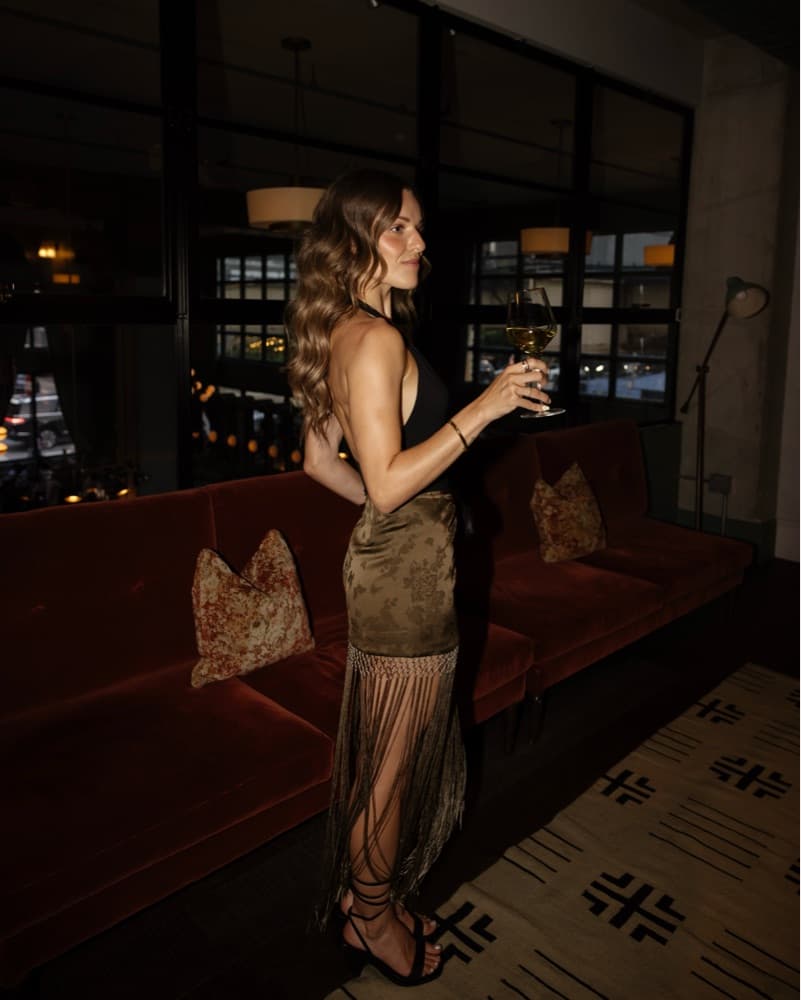 Olive Fringe Skirt - Image 2