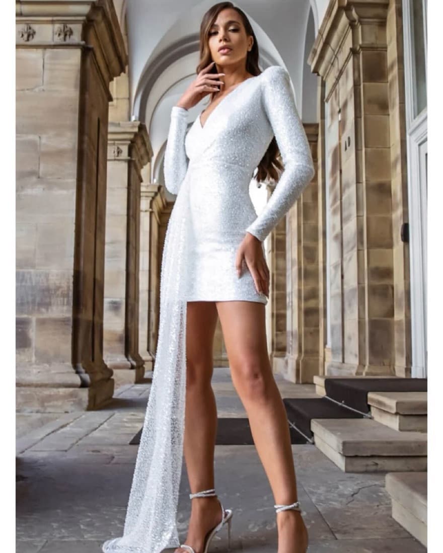Nadine Merabi White Sparkle Mini  - Image 1