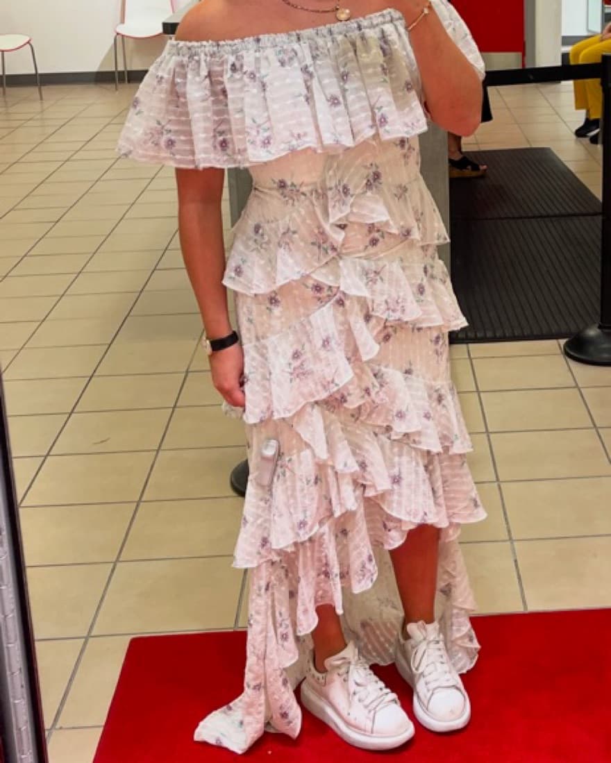 Off-the-shoulder Ruffled Floral Gown - Image 5