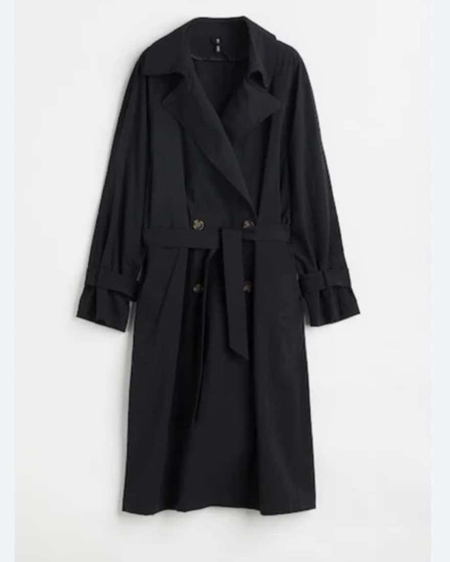Classic Black Trench Coat - Image 2
