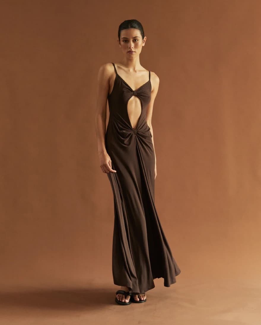 Brown Cutout Maxi Dress - Image 1