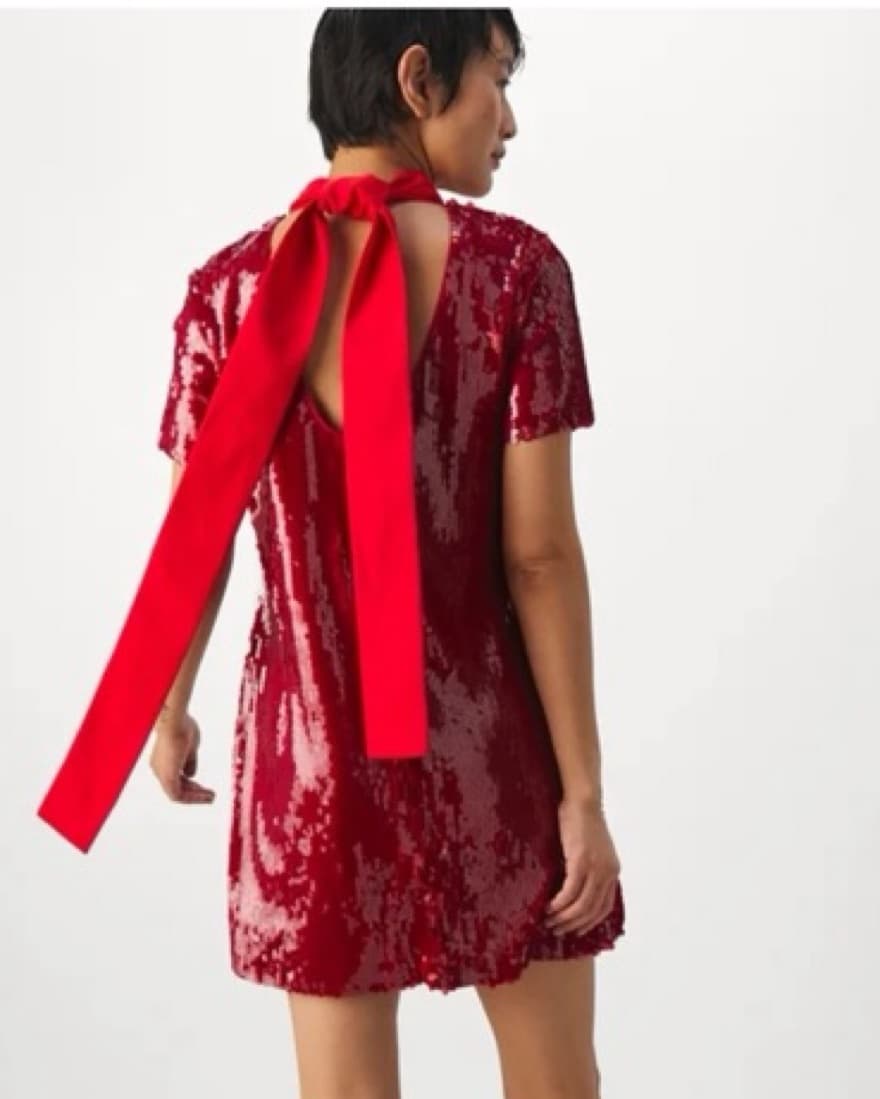 STAUD MINI ILANA DRESS | POINSETTIA SEQU - Image 1