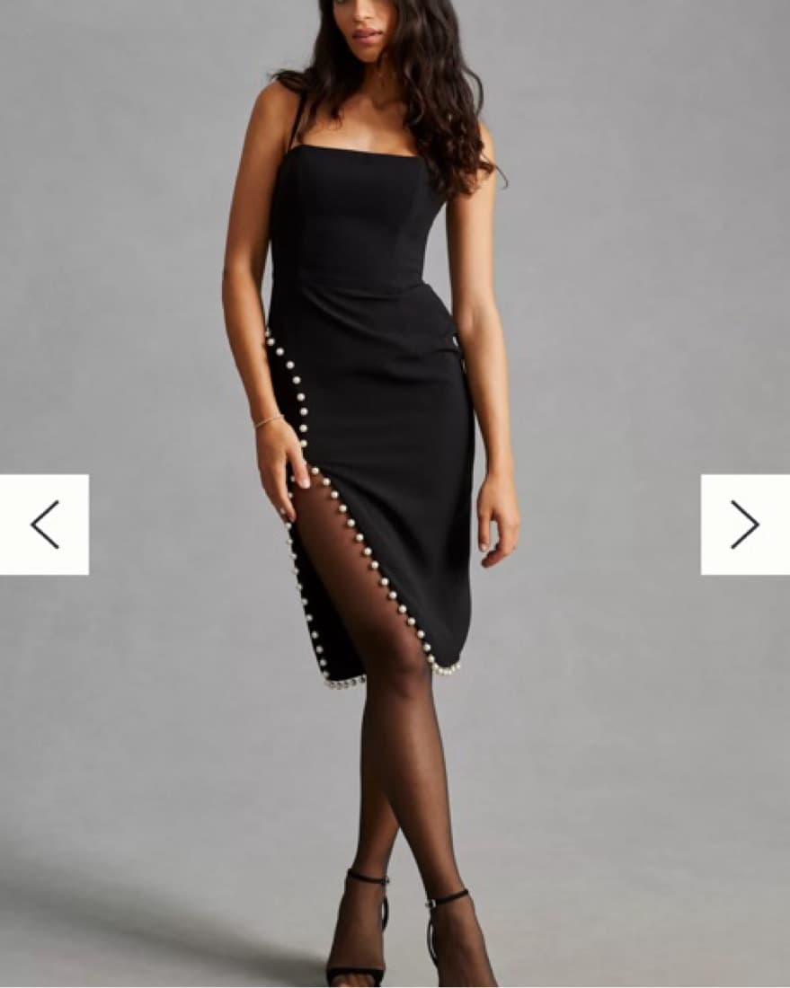 Helsi Pearl-Trimmed Slit Dress - Image 1