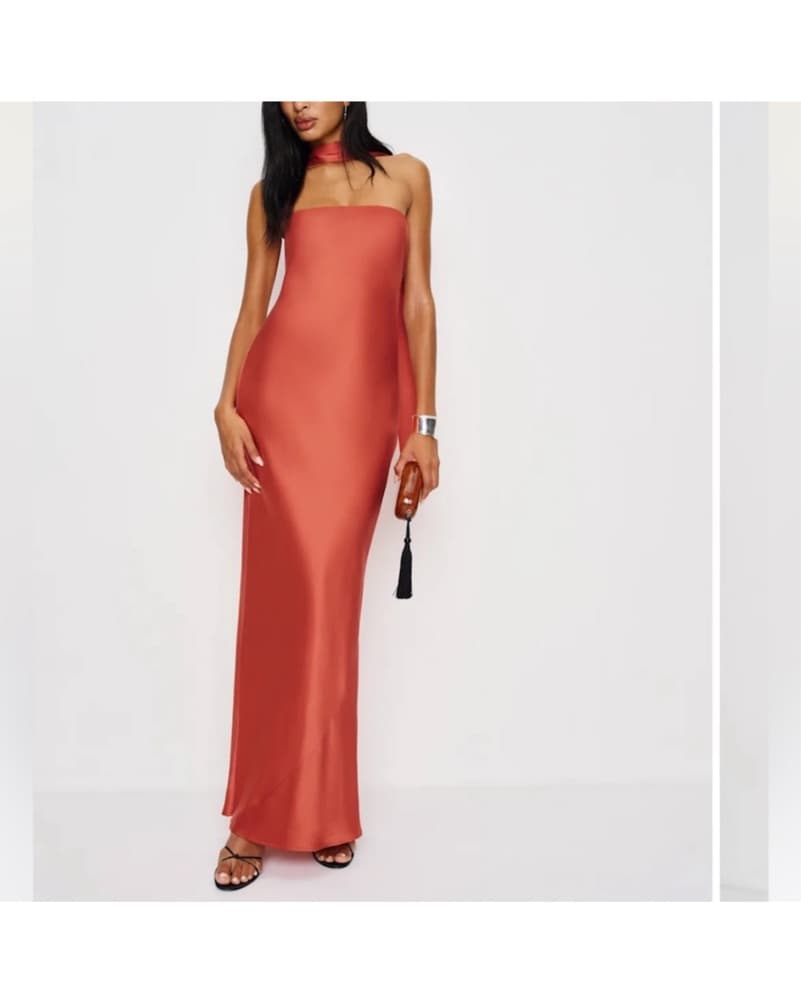 Reformation Coral Red Maxi Dress - Image 3