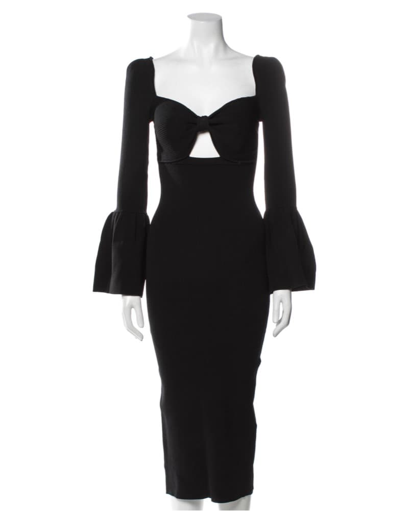 Self-Portrait Black Midi Dress - Image 1