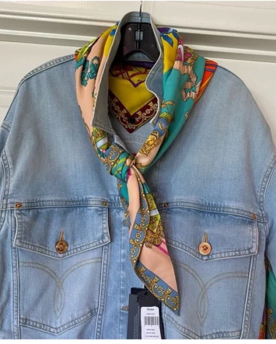 VERSACE 2022 Denim jacket With Scarf - Image 3