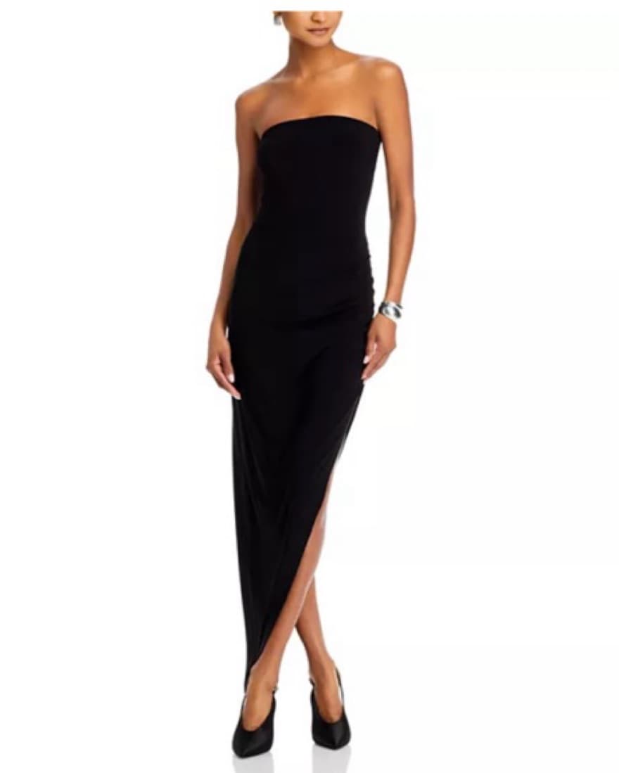 Sleek Strapless Black Maxi Dress - Image 1
