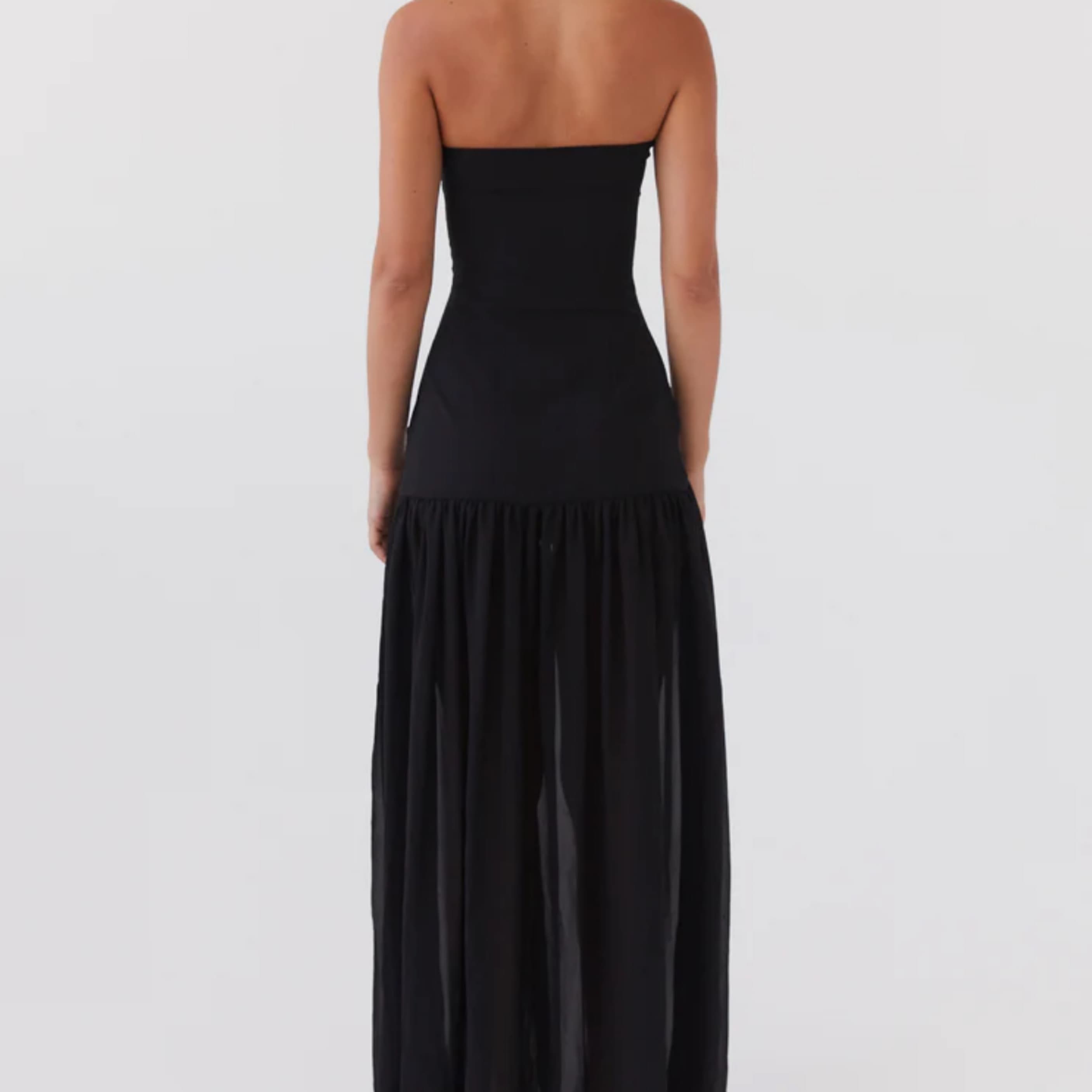 Black/Sheer Strapless Maxi Dress  - Image 4
