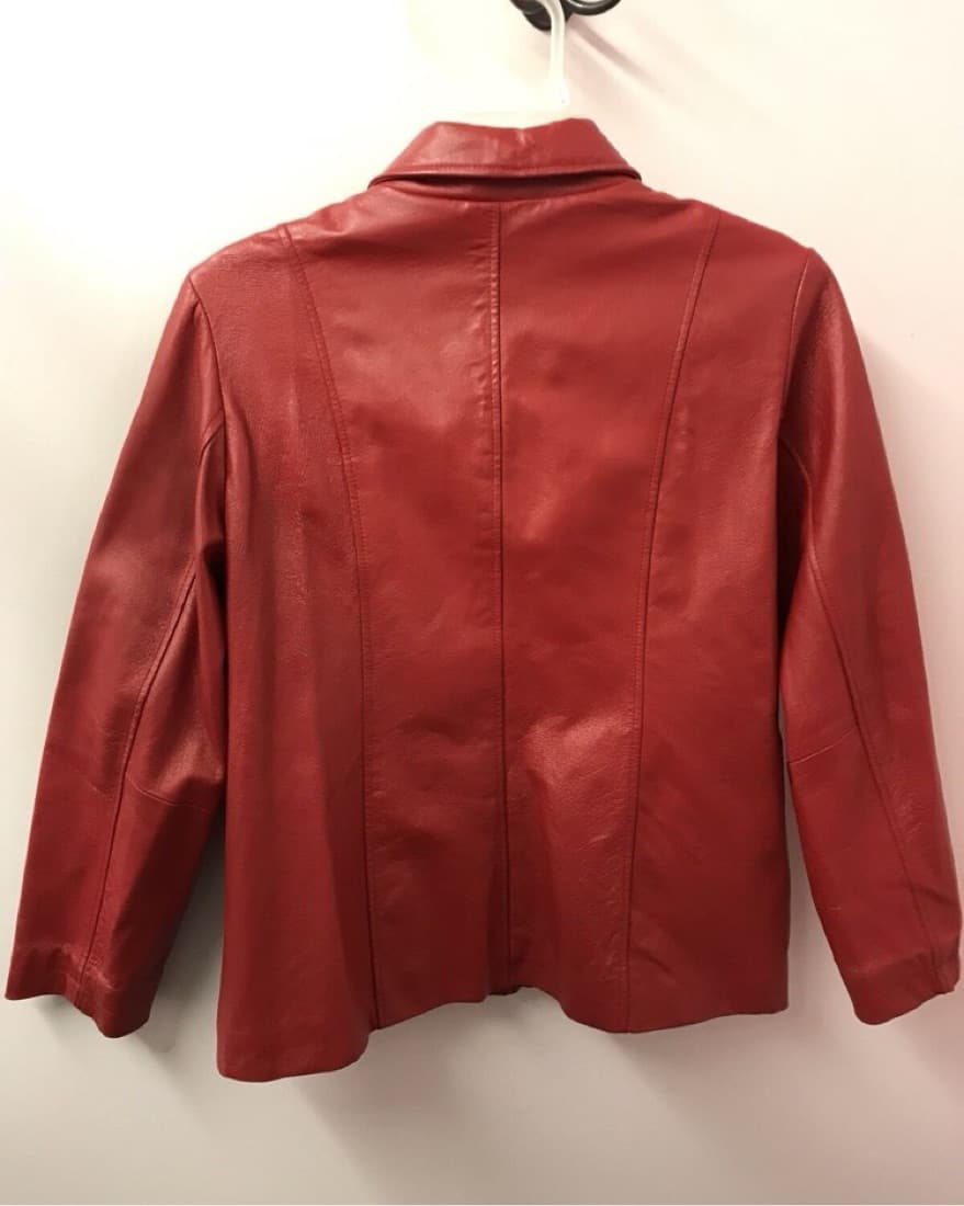 Oversized Red Leather Jacket - Image 4