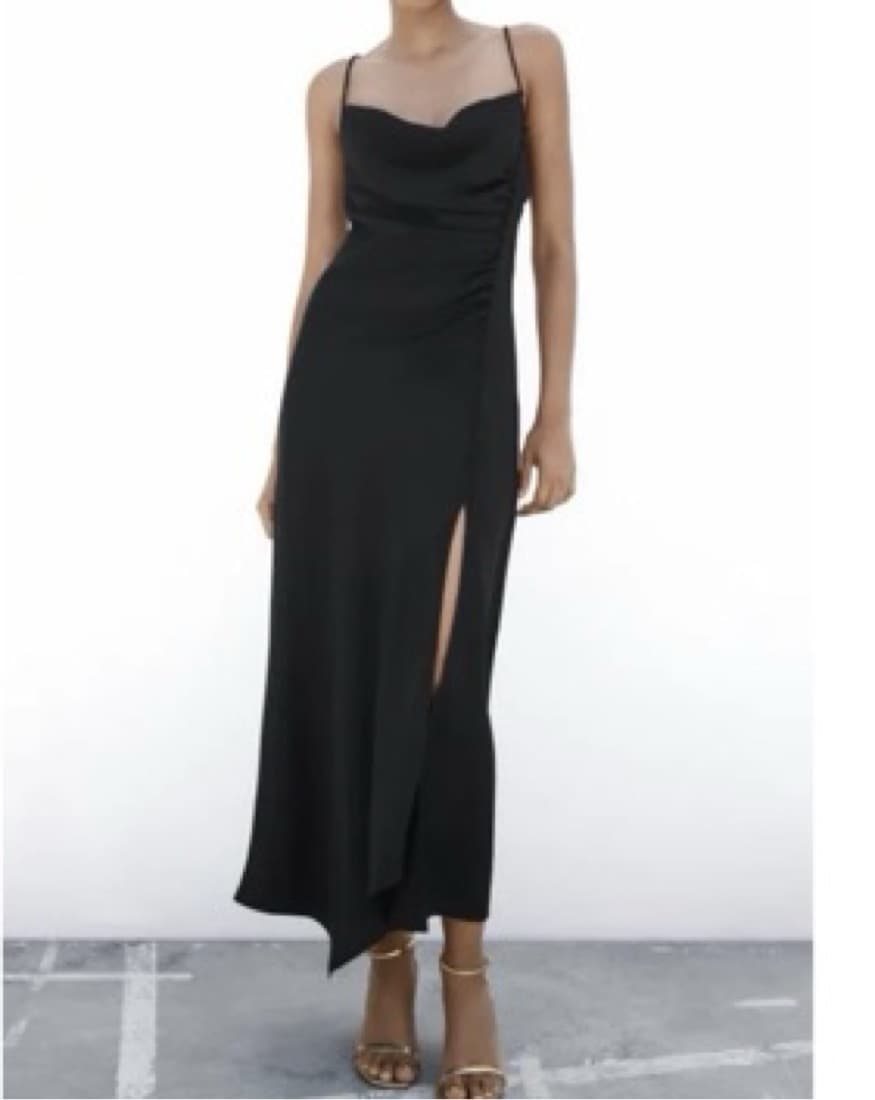  Zara Black Camisole Midi Dress - Image 1
