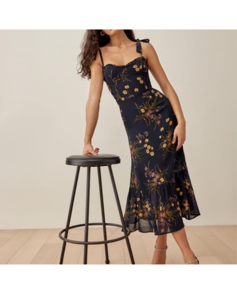 Reformation Nikita Dress In Navy  - Image 1