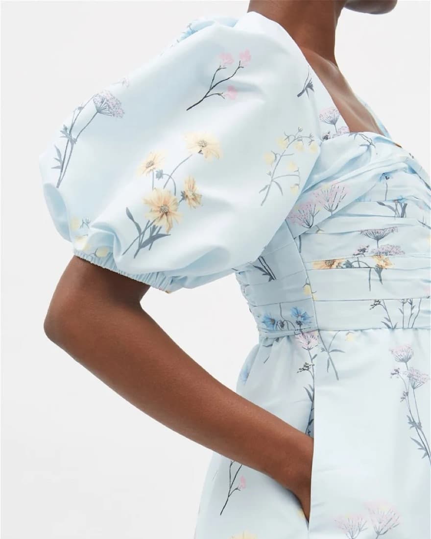SELF-PORTRAIT Puff-sleeve taffeta dress - Image 3
