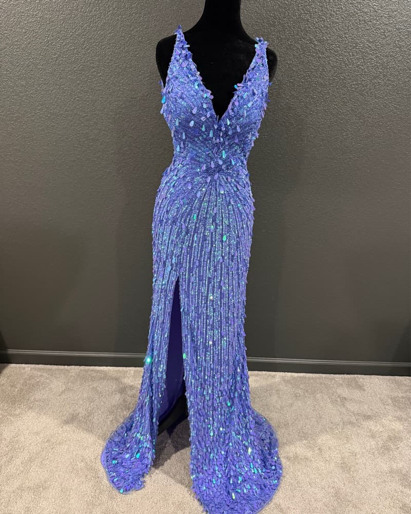 Periwinkle Sequin Prom Dress - Image 2
