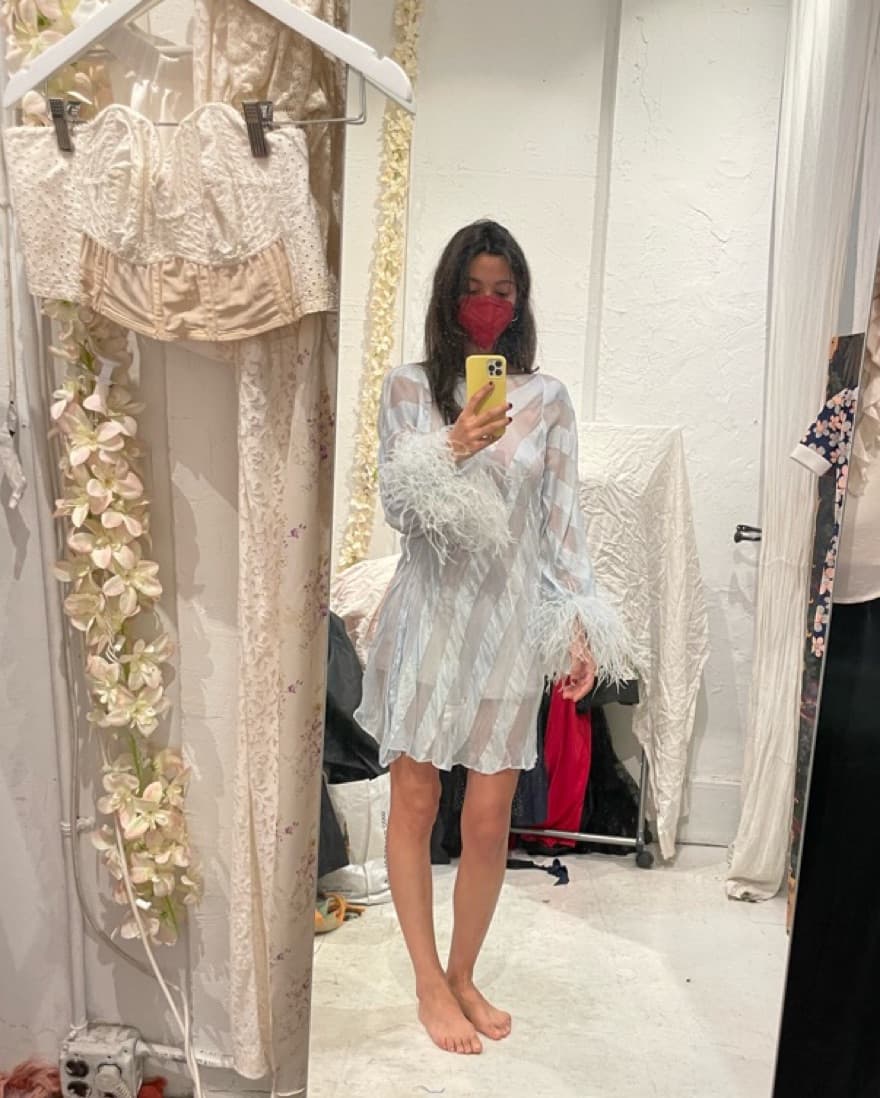 Sheer Dana Foley Feather Dress - Image 5