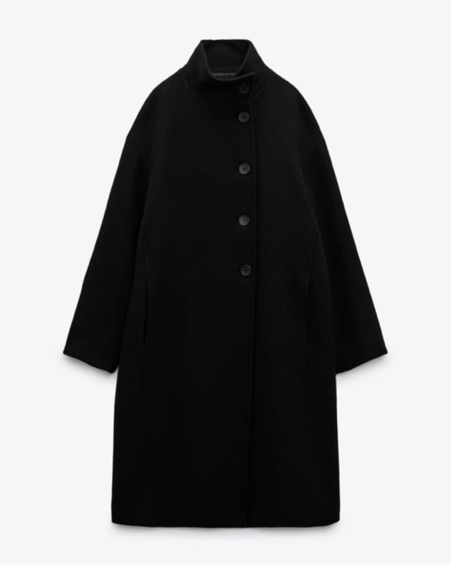 Black Zara Wool Coat - Image 3