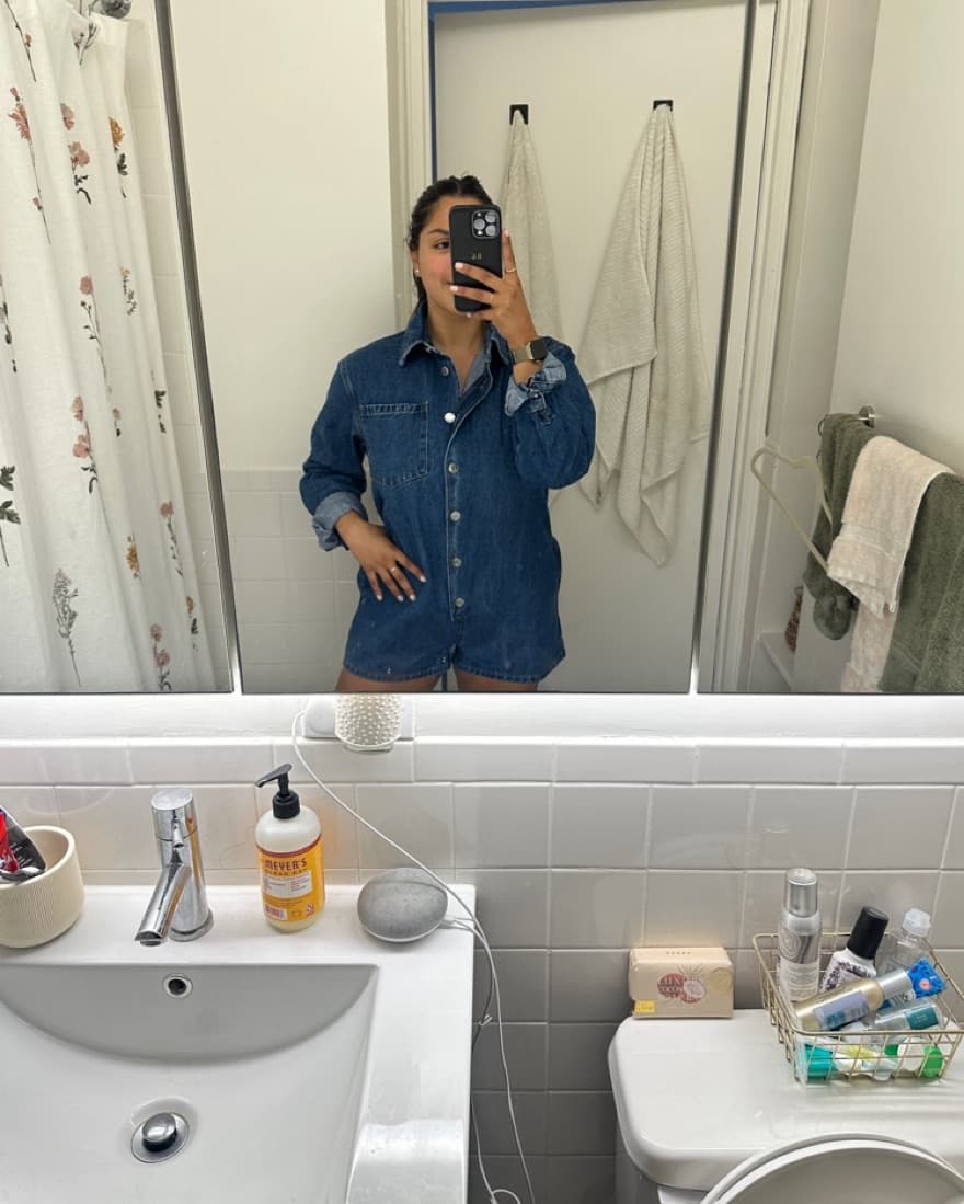 Pake Longsleeve Denim Romper - Image 1