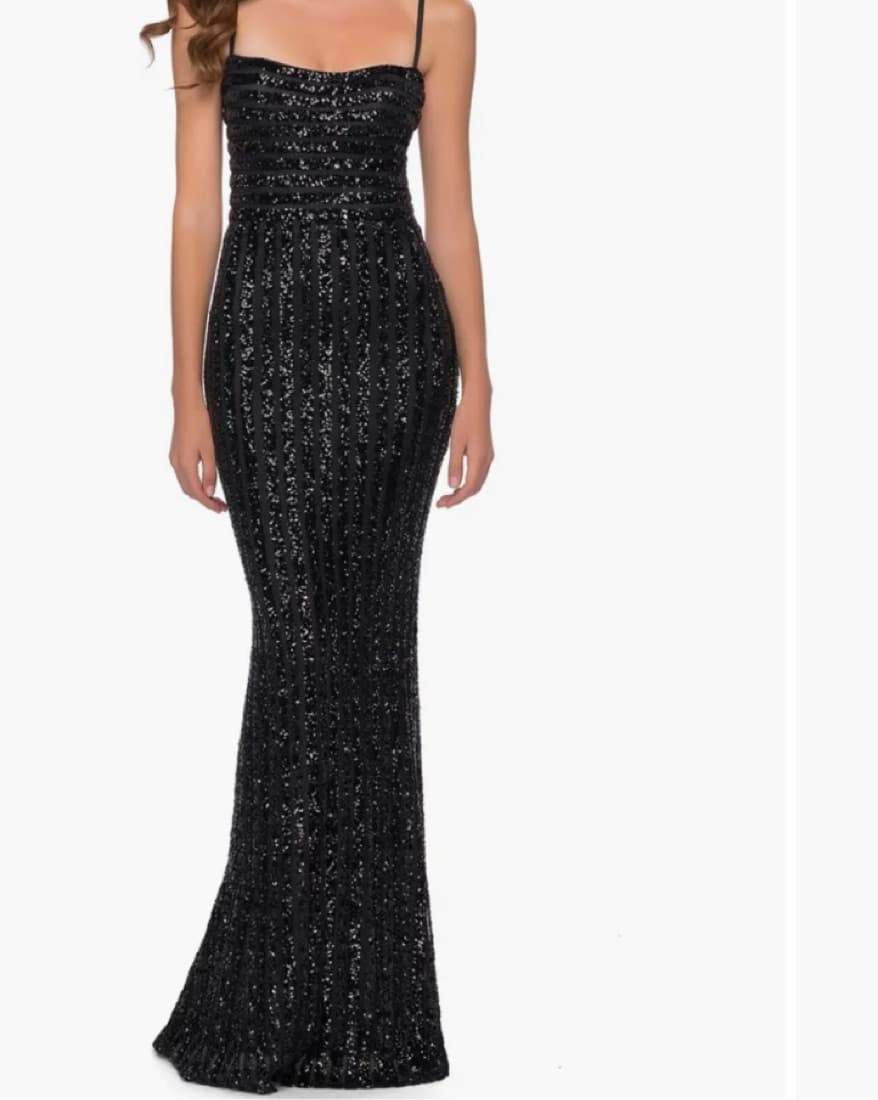 La Femme Sequin Black Gown  - Image 1