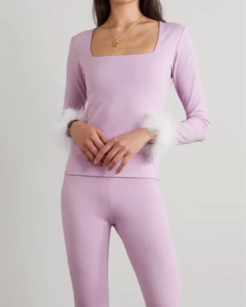 SLEEPER Lilac Feather Trim Lounge Set - Image 1