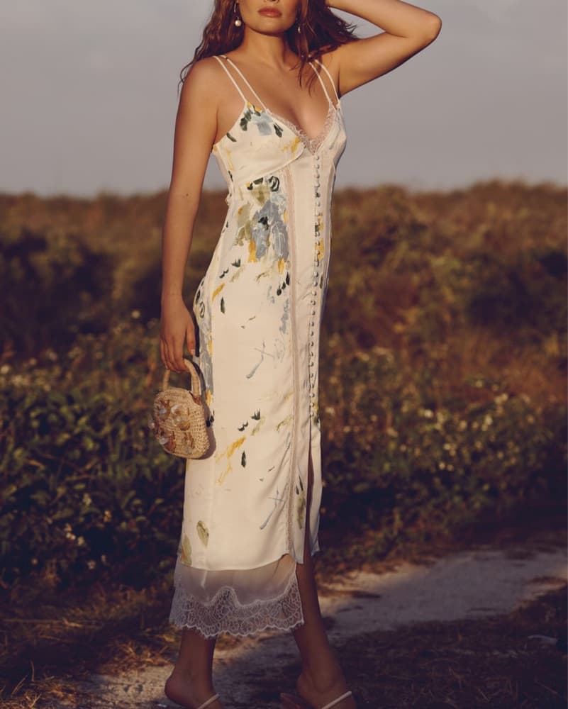 Floral Silk Dress - Image 1