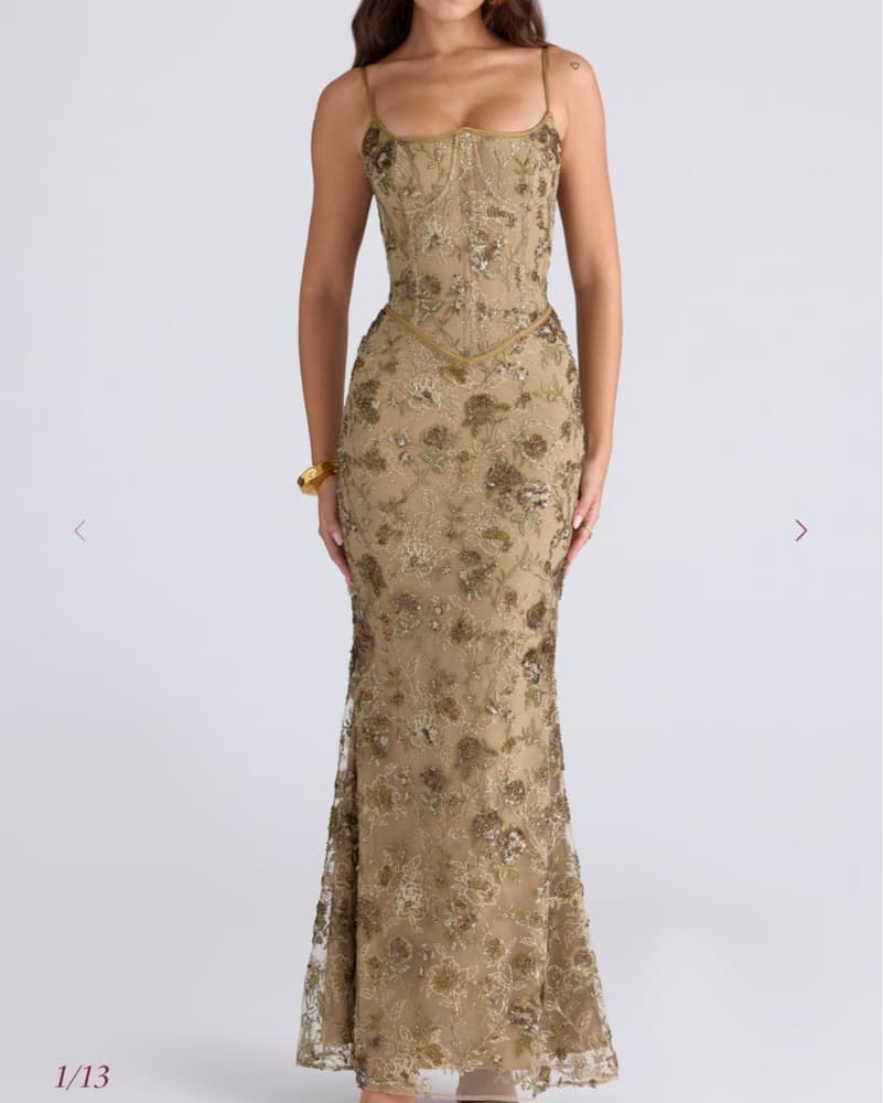 House Of CB Naima Floral Sequin Gown - Image 2
