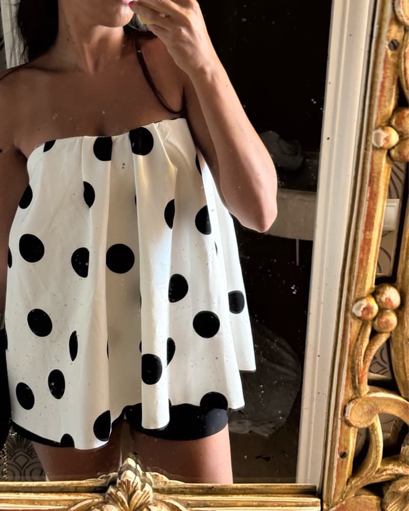 Polka Dot Strapless Dress - Image 1